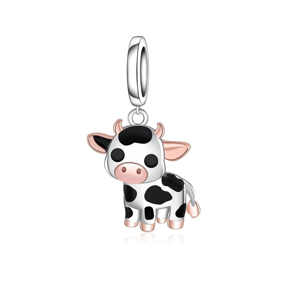 8174 Cow Charms for Jewelry Making - 925 Sterling Silver Cute Bead Charm